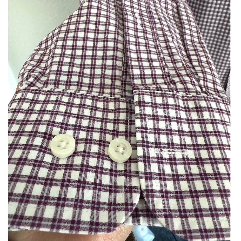 Oak Hill‎ Mens 2XLT Purple Gingham Plaid Button Down Shirt Wrinkle Free Cool Dry